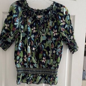 Tory Burch desert floral cactus print smocked waist  Size 2